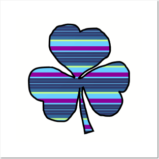 Shamrock Blue Stripes for St Patricks Day Posters and Art